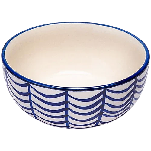 Neecasa Dinner Bowl/ Katori, Hand Painted Ceramic, Coastal Blue, 300 ml
