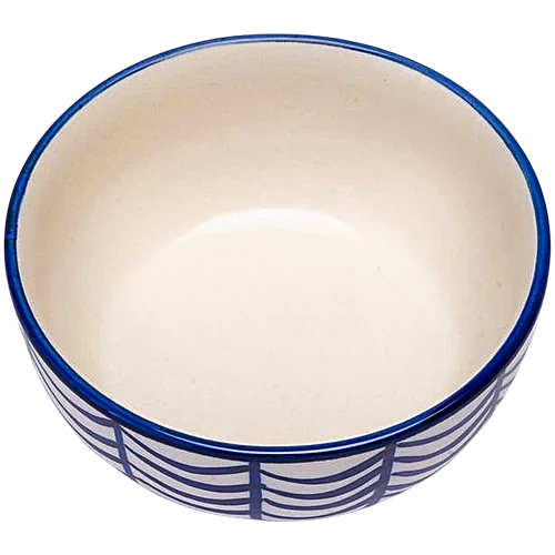Neecasa Dinner Bowl/ Katori, Hand Painted Ceramic, Coastal Blue, 300 ml