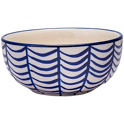 Neecasa Dinner Bowl/ Katori, Hand Painted Ceramic, Coastal Blue, 300 ml