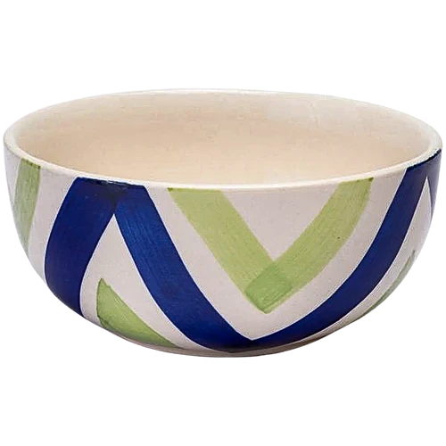 Neecasa Dinner Bowl/ Katori, Hand Painted Ceramic, Twirl Green Blue, 300 ml