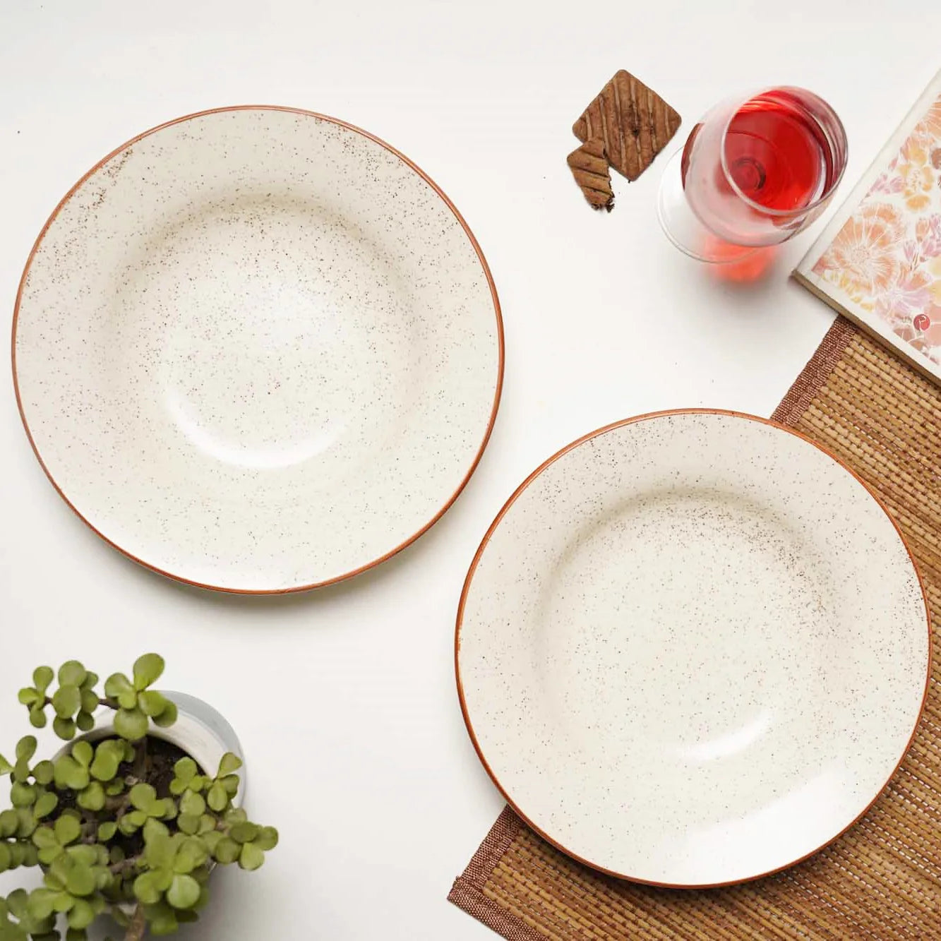 Ceramic Ivory Pasta Bowl Set, 21cm - Set of 2