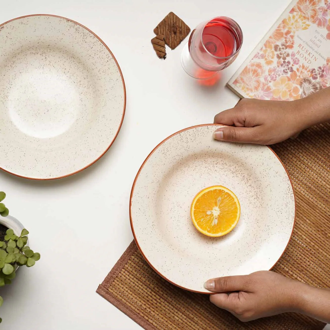 Ceramic Ivory Pasta Bowl Set, 21cm - Set of 2