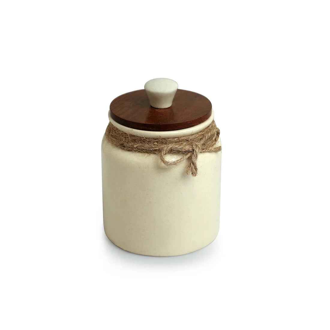 Vintage Ivory Multi-Purpose Storage Jars & Containers In Ceramic (Air-Tight, Set of 2, 410 ml, Hand Glazed)