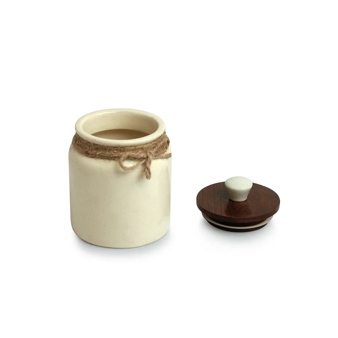 Vintage Ivory Multi-Purpose Storage Jars & Containers In Ceramic (Air-Tight, Set of 2, 410 ml, Hand Glazed)